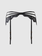 Felicia Leopard Mesh & Lace Bra, Garter & G-String Set