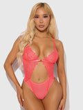 Eden Embroidered Lace Wirefree Teddy Coral