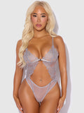 Eden Embroidered Lace Wirefree Teddy Grey