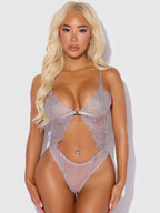 Eden Embroidered Lace Wirefree Teddy Grey