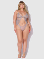 Eden Embroidered Lace Wirefree Teddy Grey