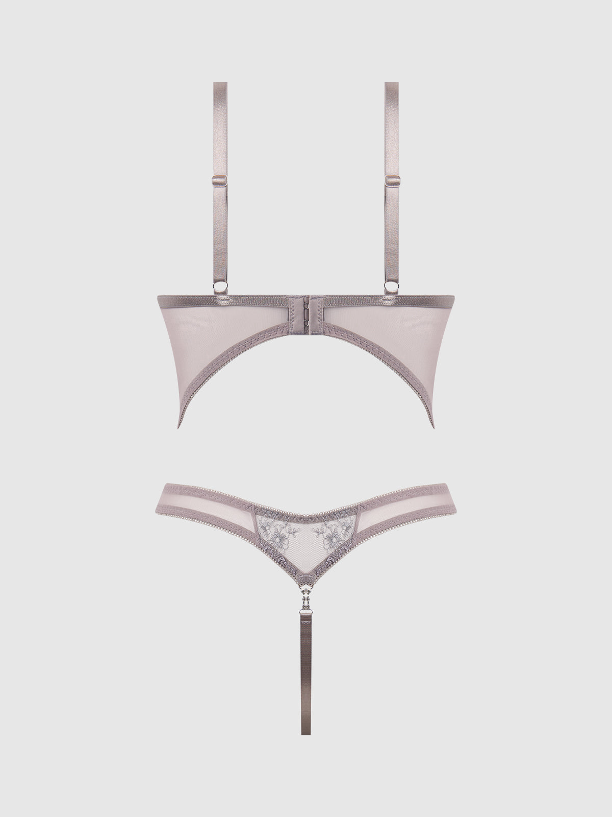 Eden Embroidered Lace Wirefree Teddy Grey