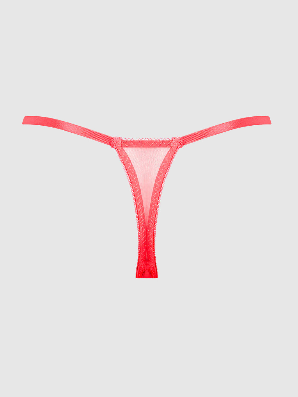 Eden Embroidered Lace Crotchless Thong Coral