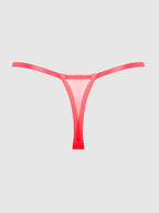 Eden Embroidered Lace Crotchless Thong Coral