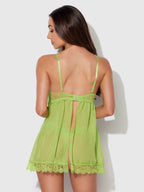 Bellvian™ Shavon Lace & Chiffon Babydoll & G-String Set