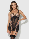 Bellvian™ Nova Blacklight Lace Chemise & Thong Set