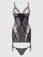 Bellvian™ Nova Blacklight Lace Chemise & Thong Set