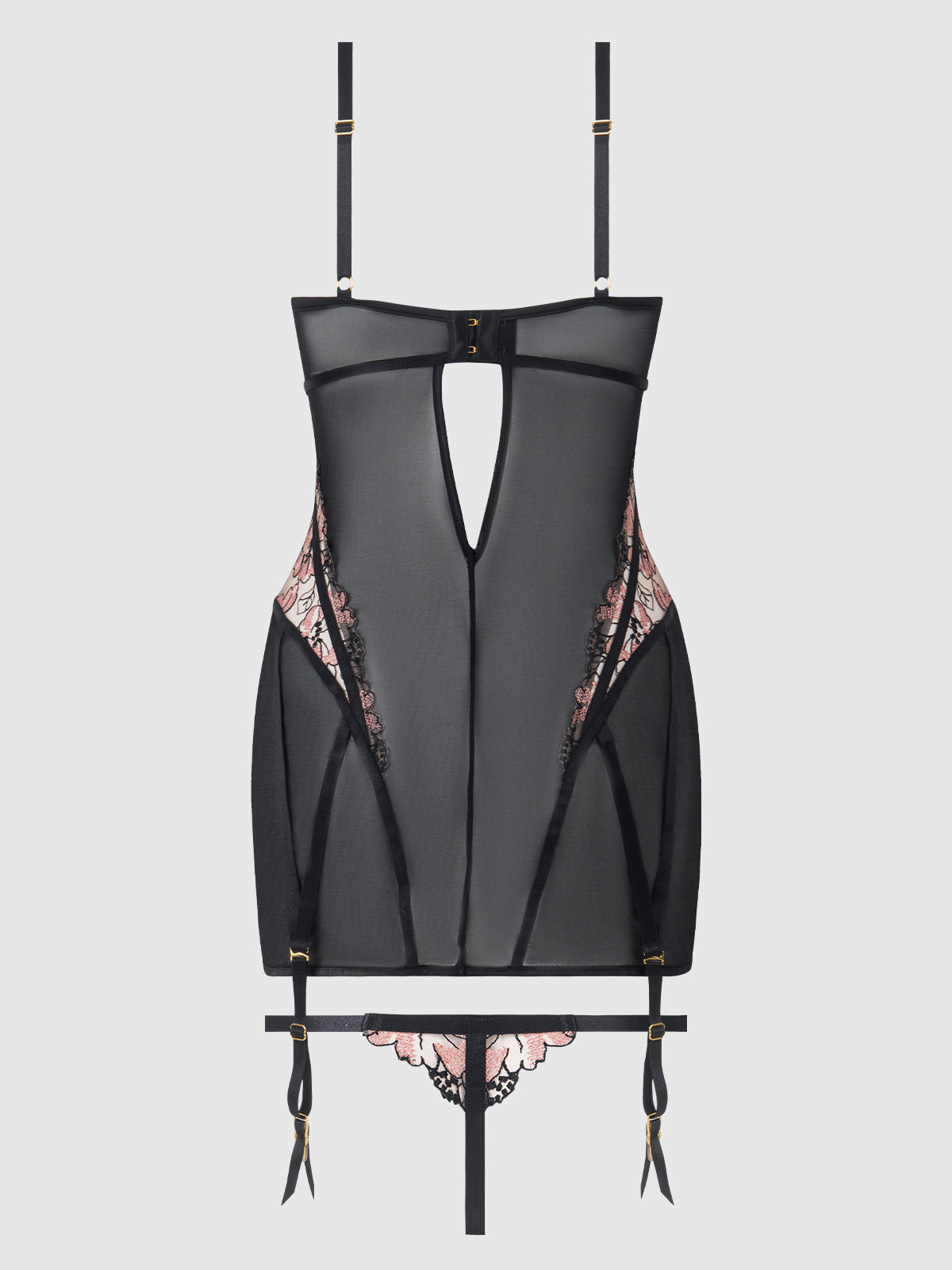 Bellvian™ Nova Blacklight Lace Chemise & Thong Set