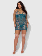 Bellvian™ Nova Blacklight Lace Chemise & Thong Set