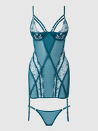 Bellvian™ Nova Blacklight Lace Chemise & Thong Set