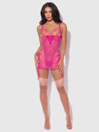 Bellvian™ Nova Blacklight Lace Chemise & Thong Set