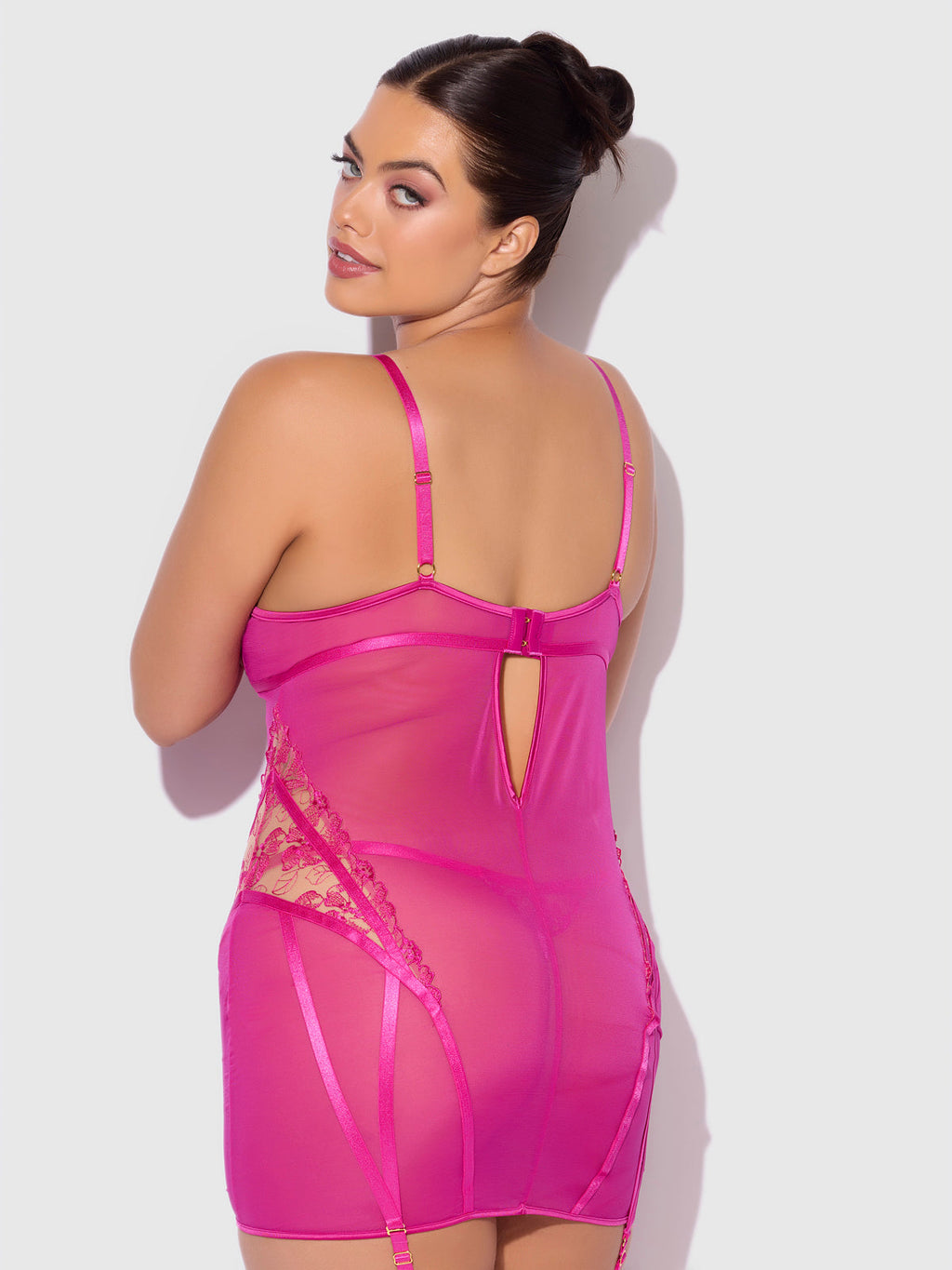 Bellvian™ Nova Blacklight Lace Chemise & Thong Set