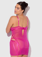 Bellvian™ Nova Blacklight Lace Chemise & Thong Set