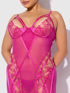 Bellvian™ Nova Blacklight Lace Chemise & Thong Set