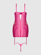 Bellvian™ Nova Blacklight Lace Chemise & Thong Set