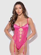 ISSADORA LACE & OIL SLICK OPENABLE FRONT TEDDY