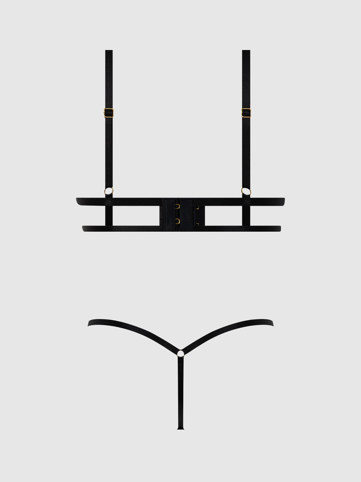 EVE SATIN & CHAIN OPEN CUP BRA & G-STRING SET