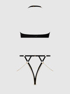 EVE LACE & CHAIN OPEN CUP & CROTCHLESS HARNESS TEDDY