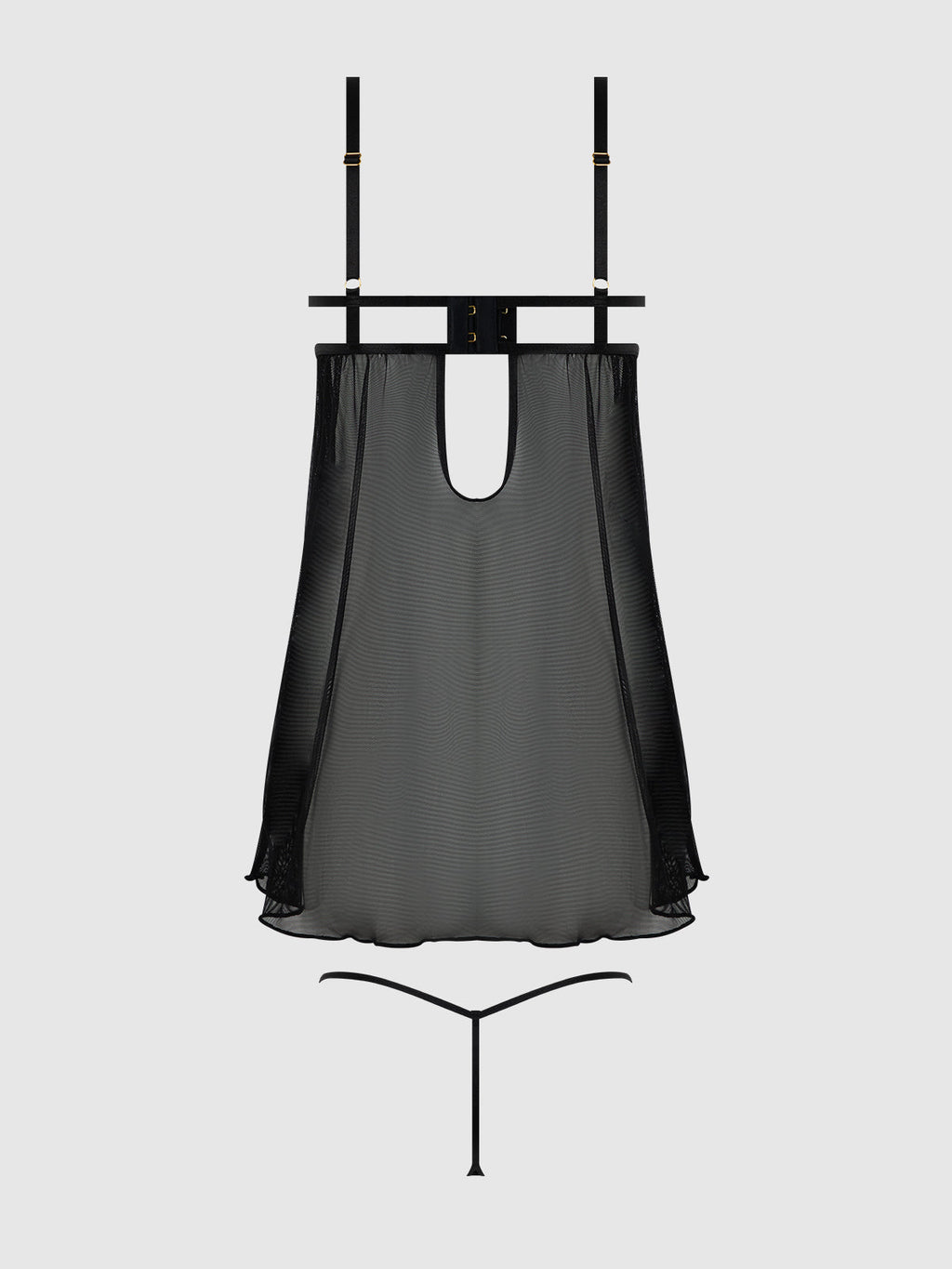 EVE LACE, CHAIN & MESH OPEN CUP BABYDOLL & G-STRING SET