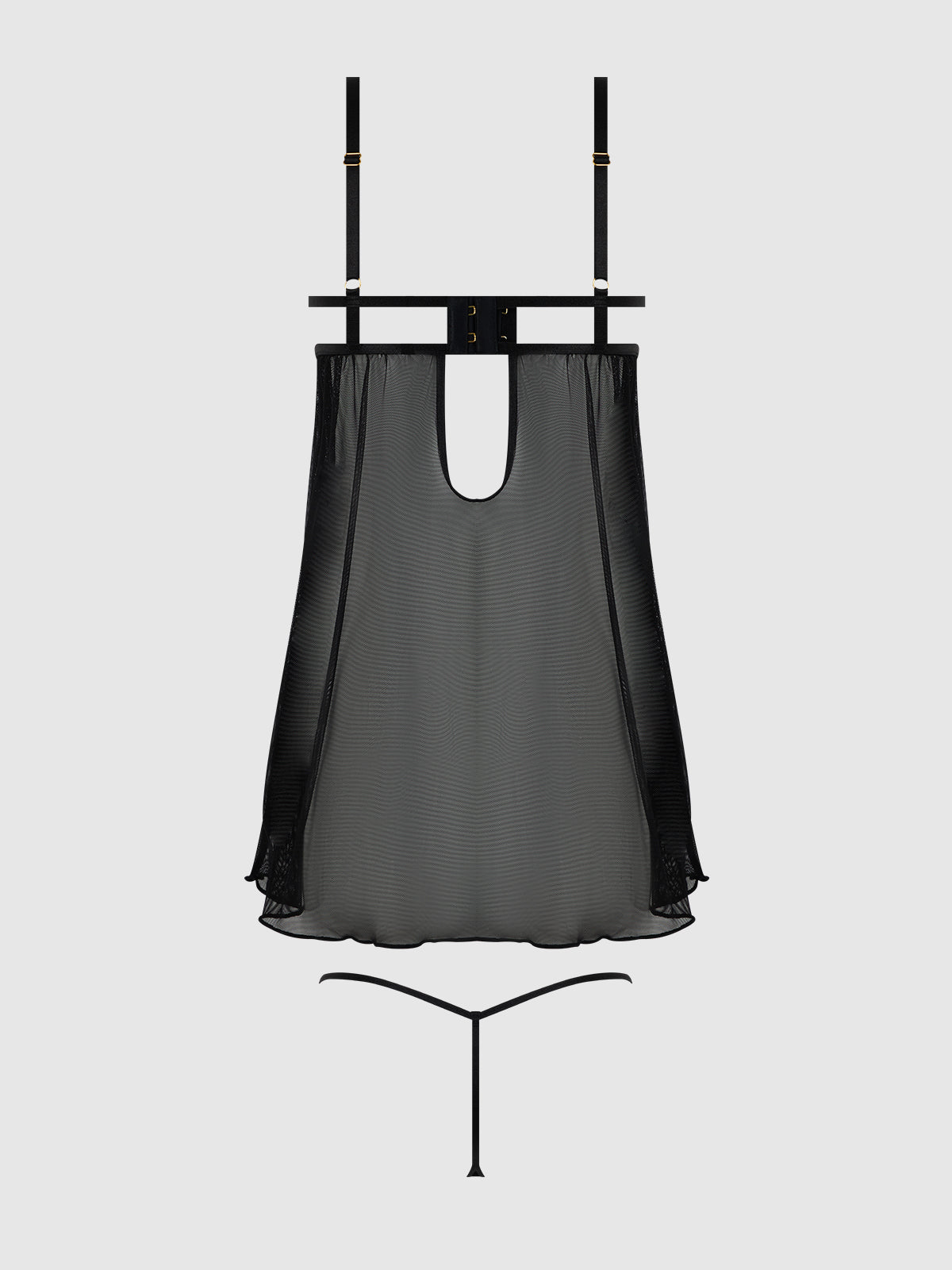 EVE LACE, CHAIN & MESH OPEN CUP BABYDOLL & G-STRING SET