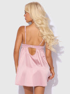 Brigeta Satin & Mesh Corsetted Babydoll Set Mauve