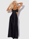 Brigeta Satin Mono Wire Long Gown Black