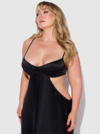 Brigeta Satin Mono Wire Long Gown Black