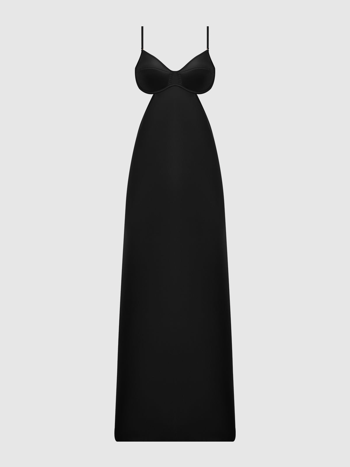 Brigeta Satin Mono Wire Long Gown Black