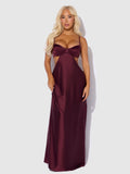 Brigeta Satin Mono Wire Long Gown Burgundy