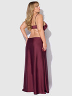 Brigeta Satin Mono Wire Long Gown Burgundy