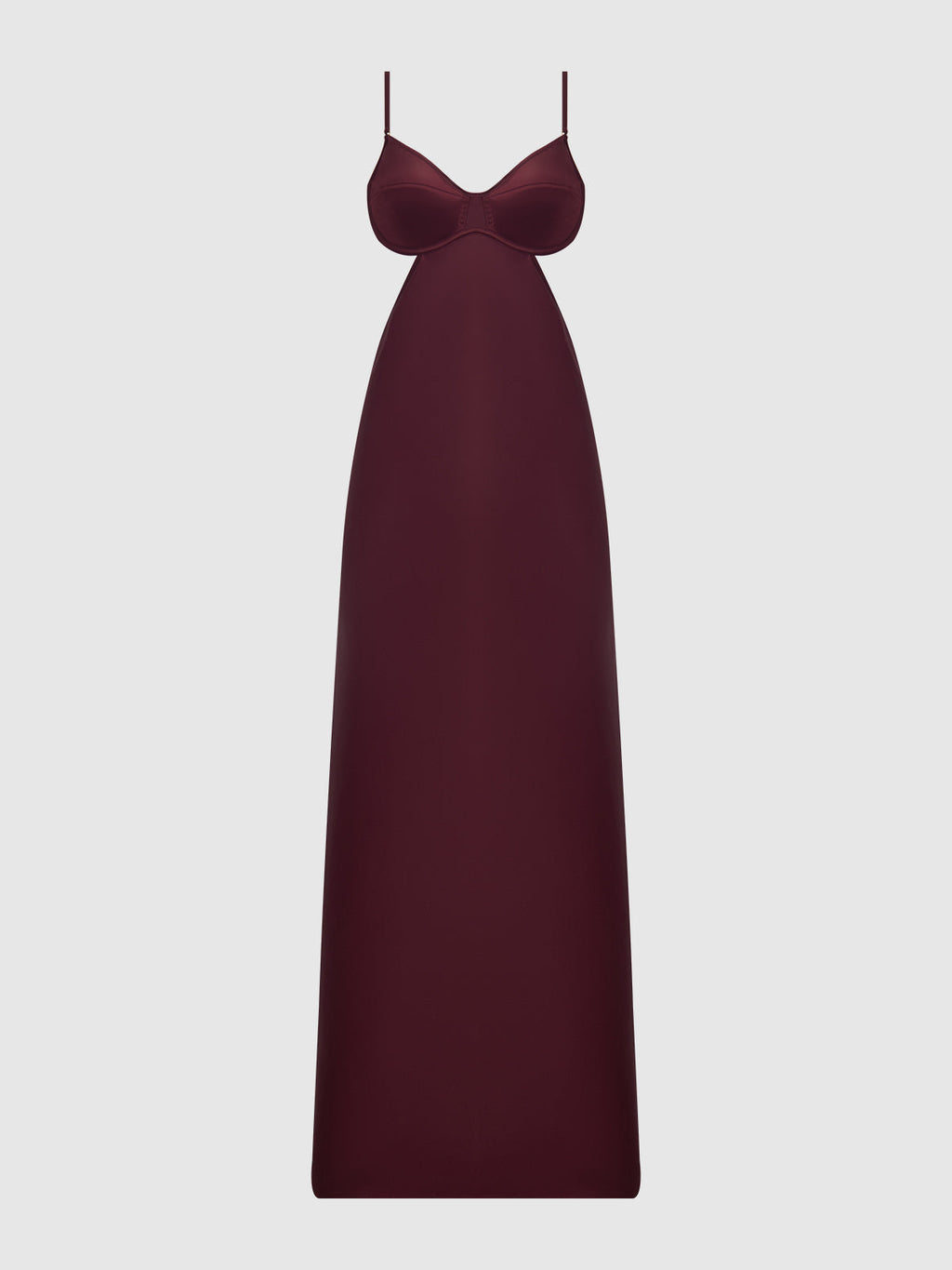 Brigeta Satin Mono Wire Long Gown Burgundy