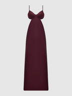 Brigeta Satin Mono Wire Long Gown Burgundy