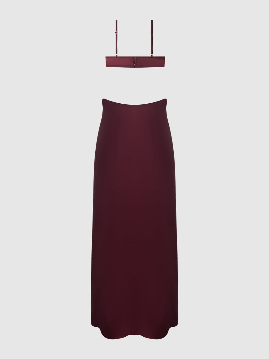 Brigeta Satin Mono Wire Long Gown Burgundy