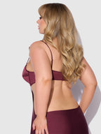 Brigeta Satin Mono Wire Long Gown Burgundy