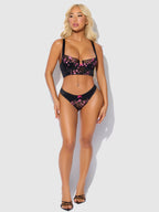 Bellvian™ Mia Embroidered Mesh & Micro Longline Bra & Thong Set