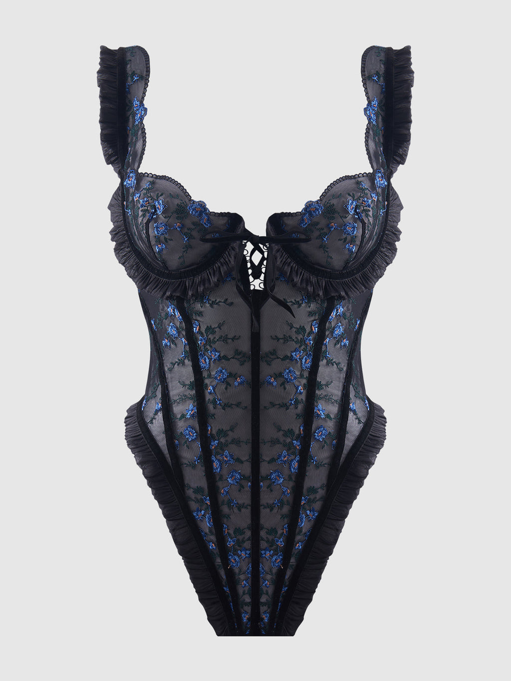 Bellvian™ Mia Embroidered Mesh & Ruffle Teddy