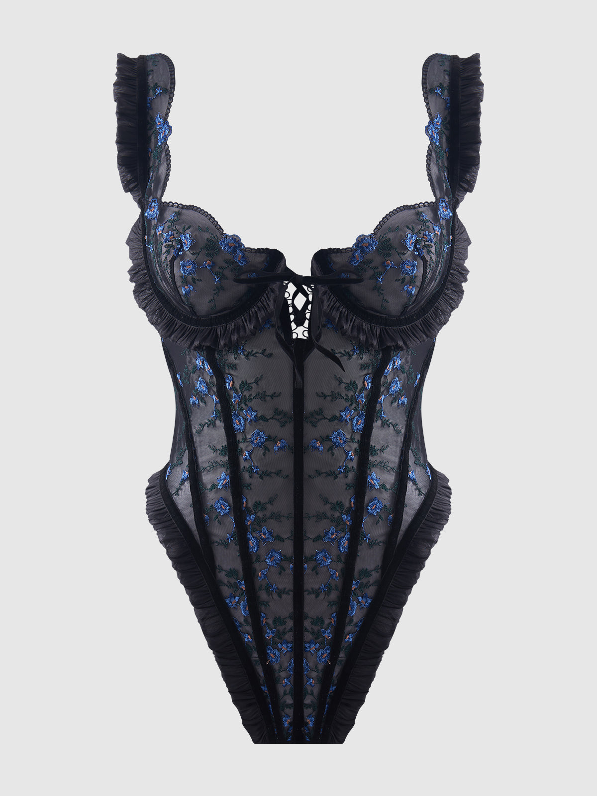 Bellvian™ Mia Embroidered Mesh & Ruffle Teddy