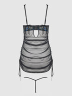 Bellvian™ Mia Embroidered Mesh Side Cinch Chemise & G-string Set