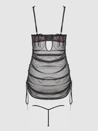 Bellvian™ Mia Embroidered Mesh Side Cinch Chemise & G-string Set