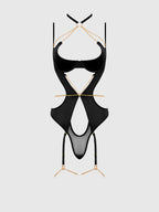 Bellvian™ Evangeline Satin & Chain Halter Teddy Emerald