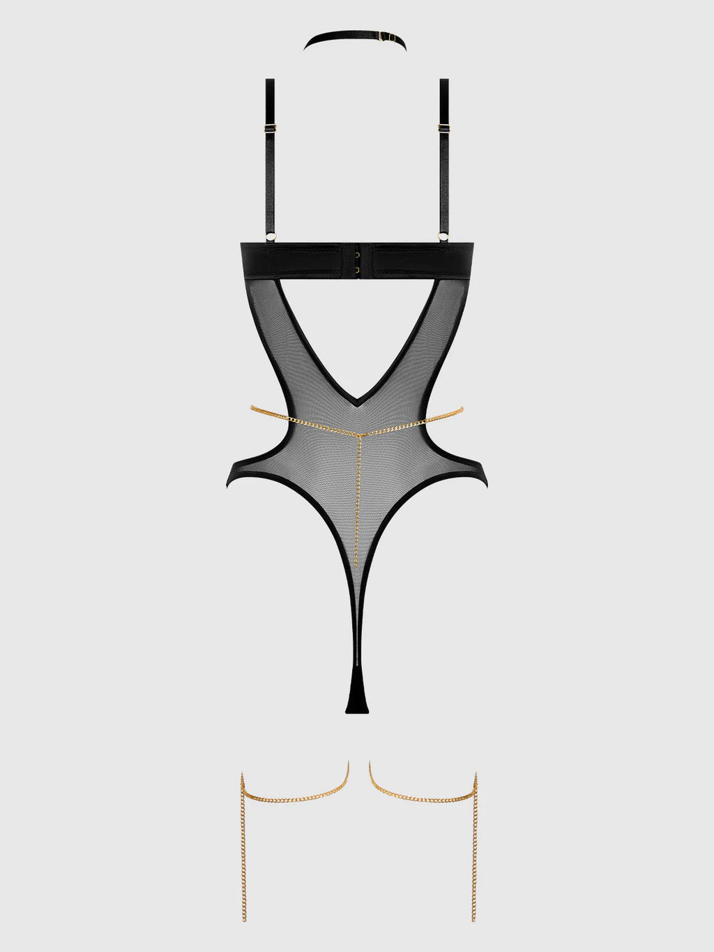 Bellvian™ Evangeline Satin & Chain Halter Teddy Emerald