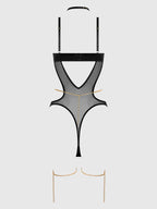 Bellvian™ Evangeline Satin & Chain Halter Teddy Emerald