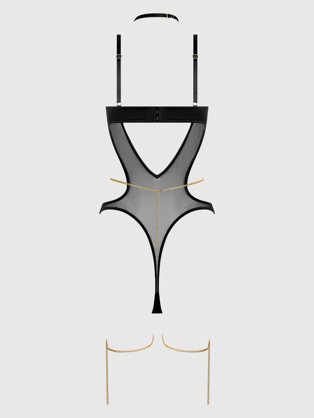 Bellvian™ Evangeline Satin & Chain Halter Teddy Emerald