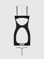 Bellvian™ Evangeline Satin & Chain Open Cup & Back Chemise Set Emerald