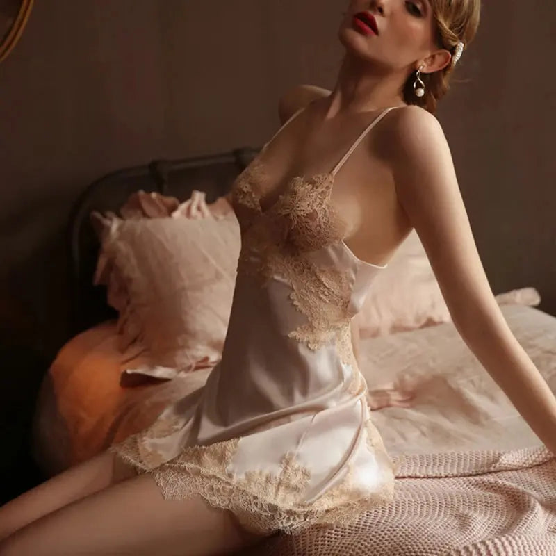 Bellvian™ Satin Lace-Up Backless Nightdress