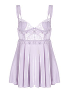 Bellvian™ Purple Soft Satin Slip Dress - 2 pcs set
