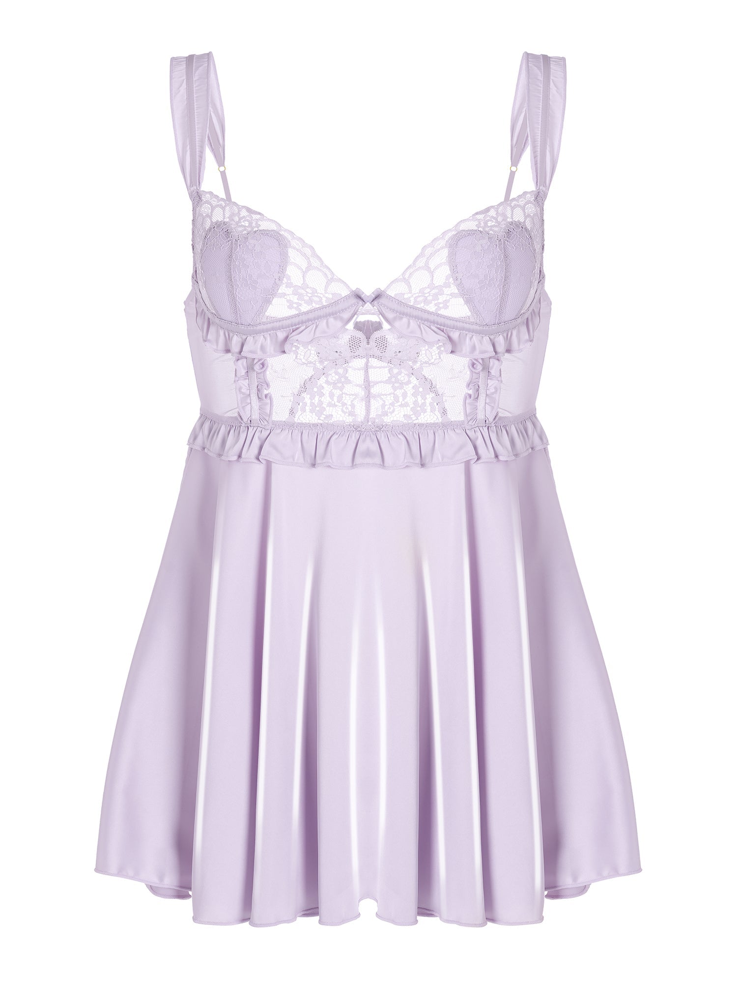 Bellvian™ Purple Soft Satin Slip Dress - 2 pcs set