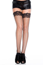 Fishnet Thigh Highs with Lace