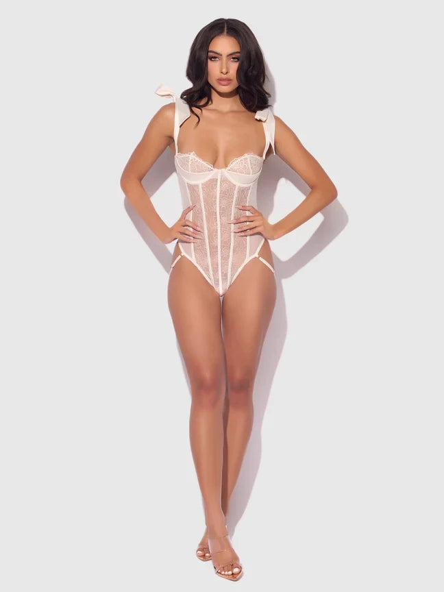 Bellvian™ Rosalie Rouge Strappy Lace Teddy