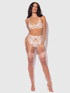 Bellvian™ Rosalie Lace Open-Cup Bra, Garter & G-String Set